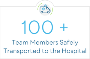 100+ Team Members Safely Transported to the Hospital